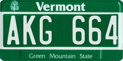 VT license plate AKG664