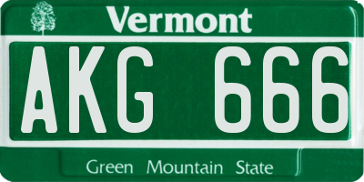 VT license plate AKG666
