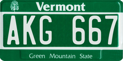 VT license plate AKG667