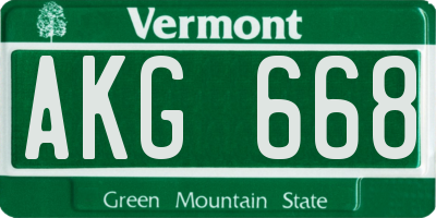 VT license plate AKG668