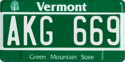 VT license plate AKG669