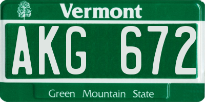 VT license plate AKG672