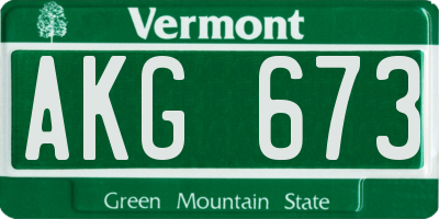 VT license plate AKG673