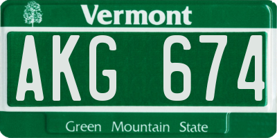 VT license plate AKG674