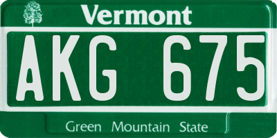 VT license plate AKG675