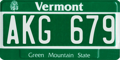 VT license plate AKG679
