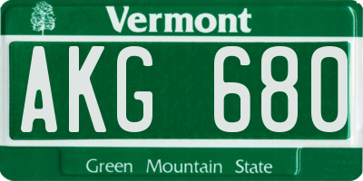 VT license plate AKG680