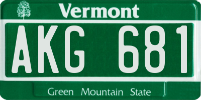 VT license plate AKG681