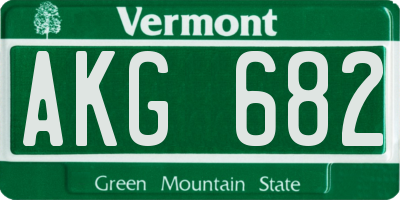 VT license plate AKG682