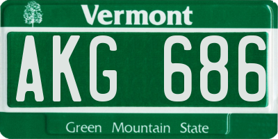 VT license plate AKG686