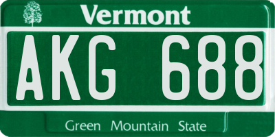 VT license plate AKG688