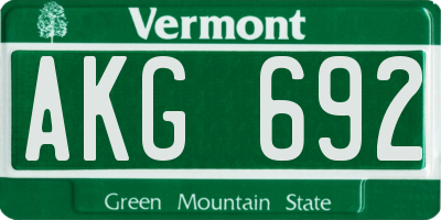 VT license plate AKG692
