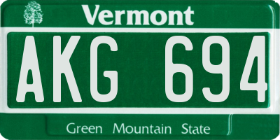 VT license plate AKG694