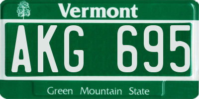 VT license plate AKG695