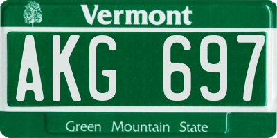 VT license plate AKG697