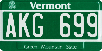 VT license plate AKG699