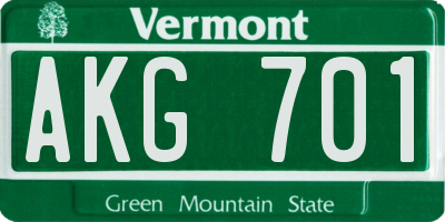 VT license plate AKG701