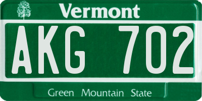 VT license plate AKG702
