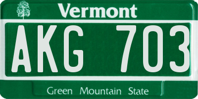 VT license plate AKG703