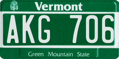 VT license plate AKG706
