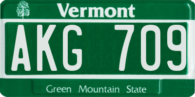 VT license plate AKG709