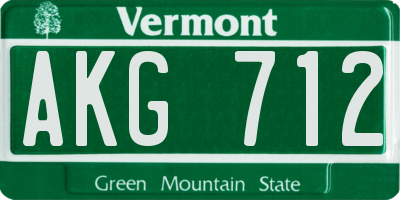 VT license plate AKG712