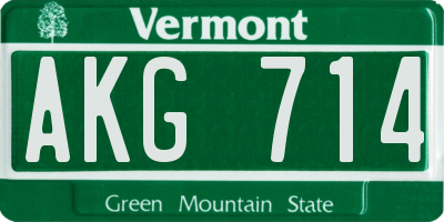 VT license plate AKG714