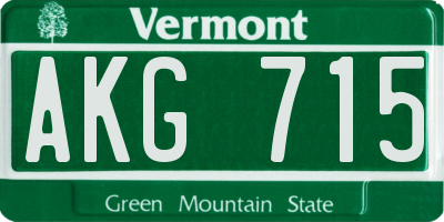 VT license plate AKG715