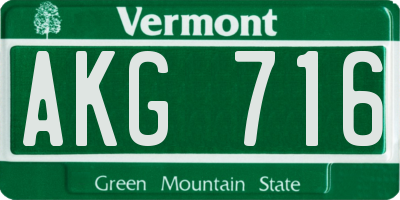 VT license plate AKG716