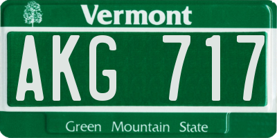 VT license plate AKG717