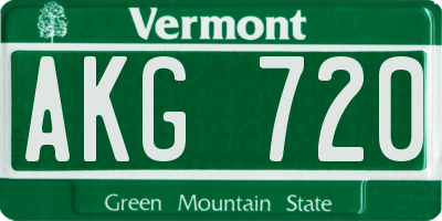VT license plate AKG720