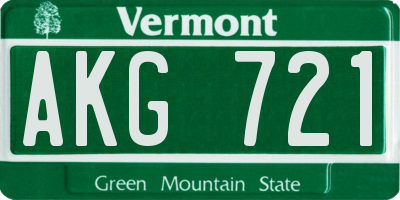 VT license plate AKG721
