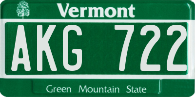 VT license plate AKG722