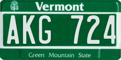 VT license plate AKG724
