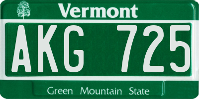 VT license plate AKG725