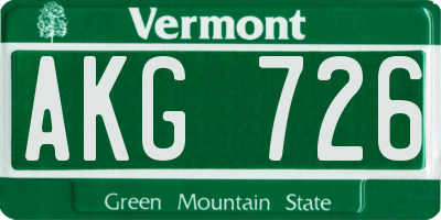 VT license plate AKG726
