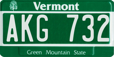 VT license plate AKG732