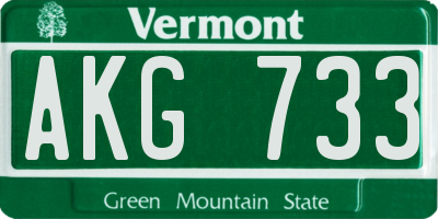 VT license plate AKG733