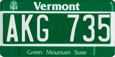 VT license plate AKG735