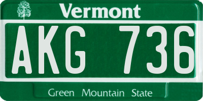 VT license plate AKG736