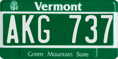 VT license plate AKG737