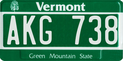 VT license plate AKG738