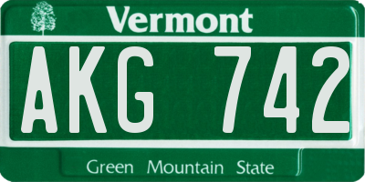 VT license plate AKG742