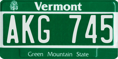 VT license plate AKG745