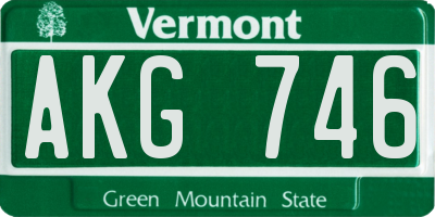 VT license plate AKG746