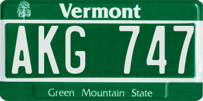 VT license plate AKG747