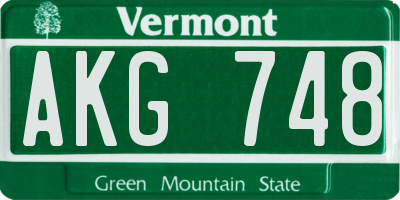 VT license plate AKG748