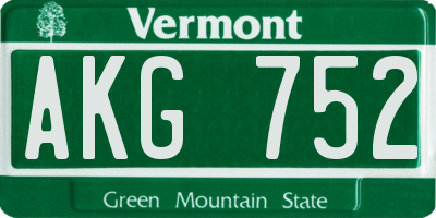 VT license plate AKG752