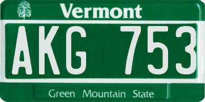 VT license plate AKG753