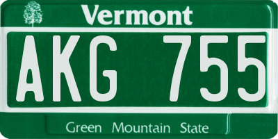 VT license plate AKG755